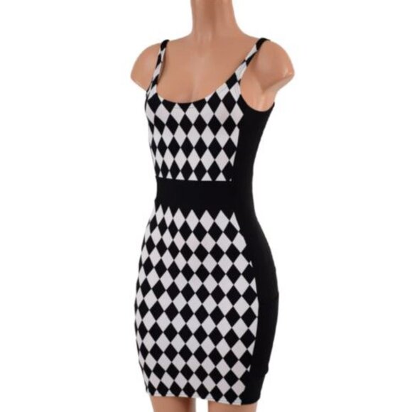 Color Blocked Side Panel Bodycon Mini Dress Thin Straps & Cargo Pockets Small - Picture 1 of 13